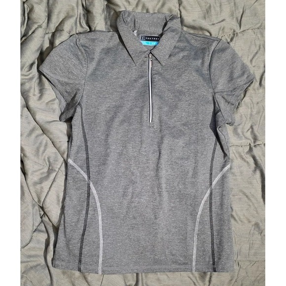 PGA Tour Tops - PGA Tour Womens Gray Quarter Zip Golf Polo Shirt Short Sleeve Size Small